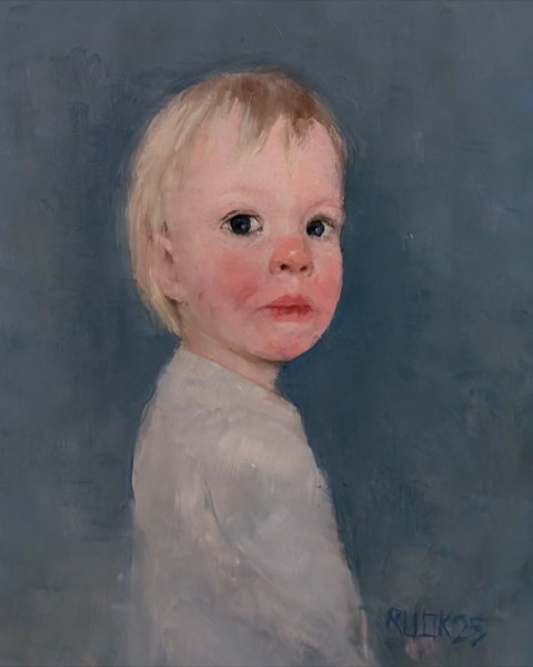 Portrait of a boy — oil on Gessobord (2025)